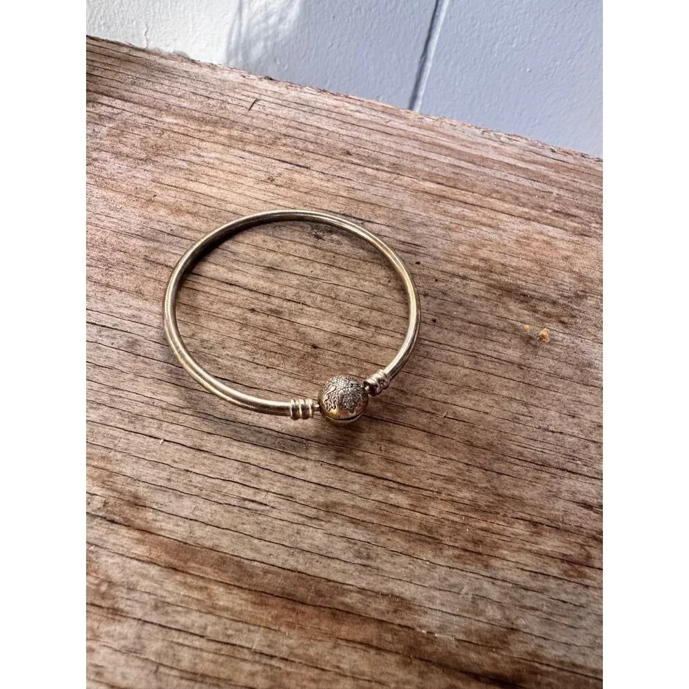 Pandora Sterling Silver Bangle Bracelet With Clasp Charm 2.14" Inner Diameter - Picture 1 of 10